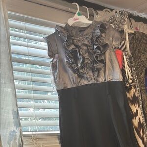 Leatherock Gray and Black Ruffled Dress